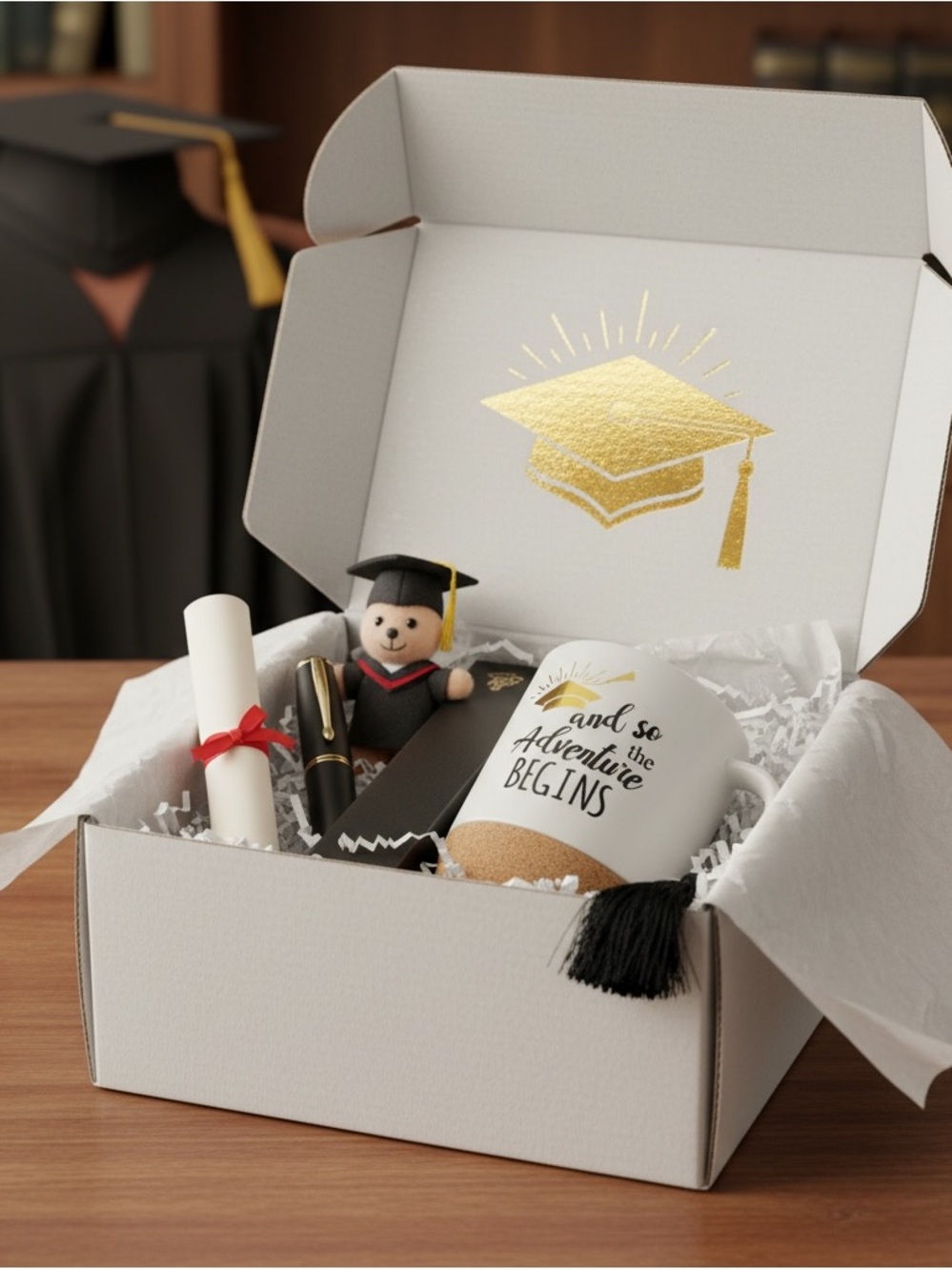 Graduation White Coffee Mug with Cork Base